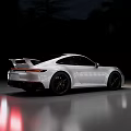 White Porsche Sports Car With Sleek Design Black Wheels And Sporty Styling