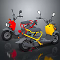 Red and Yellow Scooters Featuring Modern Design Compact Structure and Rearview Mirrors 3d model