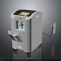 White And Brown Medical Oxygen Concentrator With LCD Screen Small Bottle Control Panel And Wheels
