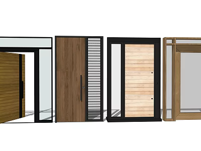 Various Modern Entry Doors With Wooden Glass And Contemporary Design Features 3d model