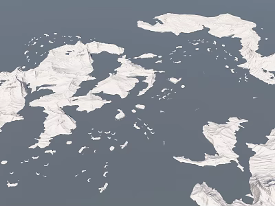 White 3D World Map Outline Wall Decor with Gray Background and Topographic Details 3d model