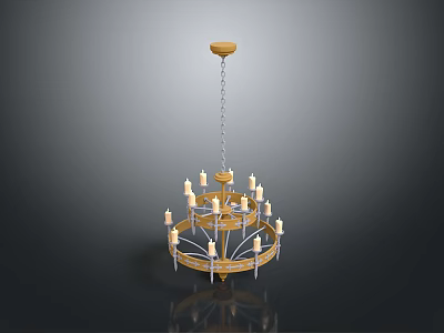 Elegant Classic Chandelier Furniture With Multiple Candle Shaped Arms And Golden Accents 3d model