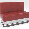 Red Leather Booth Sofa With Modern Design And Gray Black Base 3d model
