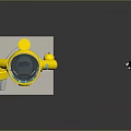 Small Character In Blue Outfit With Yellow Robot Transparent Dome And Mechanical Arms