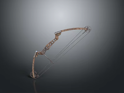 Traditional Handcrafted Bow Ancient Weapon With Wooden Frame And Strong Strings Design 3d model