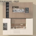 Modern Kitchen Cabinets With Wooden Upper White Lower Sections And Appliances 3d model