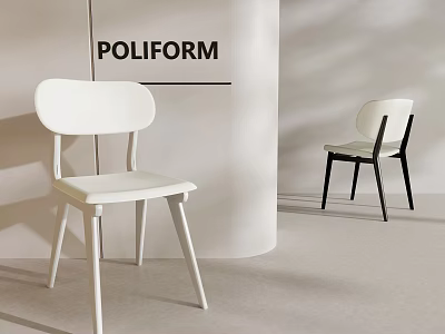 POLIFORM Modern Leisure Chair With White Design And Black Wooden Legs In Minimalist Space 3d model