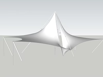 Modern White Tensile Membrane Architectural Structure With Support Poles Design 3d model