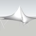 Modern White Tensile Membrane Architectural Structure With Support Poles Design 3d model