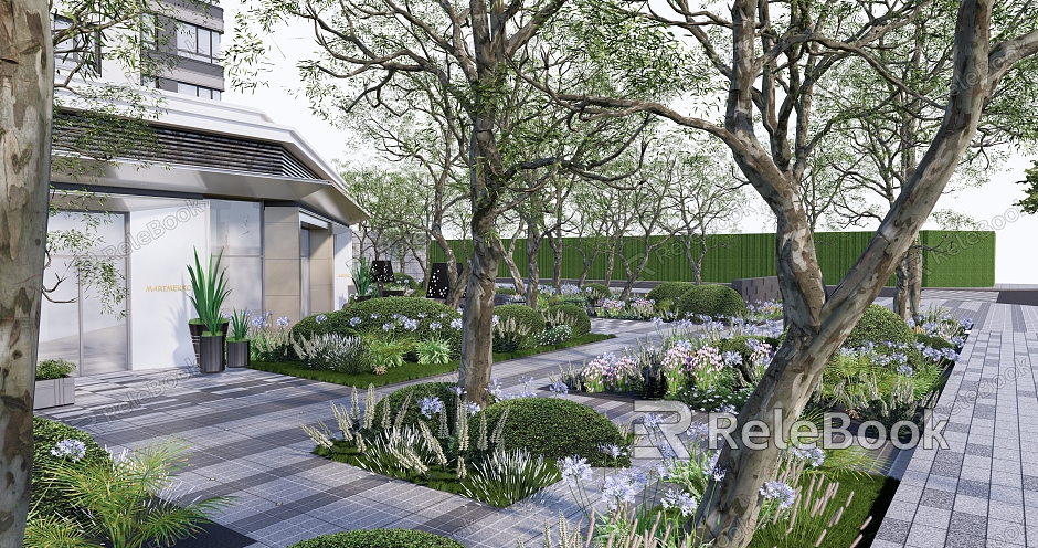 Modern courtyard courtyard garden flower border plant combination flower and grass combination model