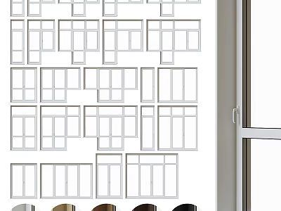 Modern Shower Sauna Interior With White Wall Rectangular Grids Window And Round Lids 3d model
