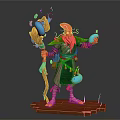 Wizard Character Featuring Octopus Like Creature Traits Holding Magic Staff With Floating Blue Orbs 3d model