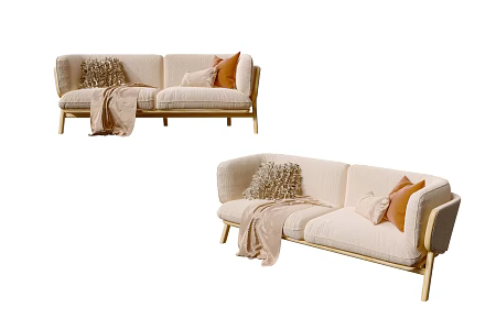 Nordic Double Sofa Simple Sofa 3d model