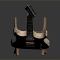 Wooden Electric Guitar Displayed On Stand With Natural Wood Neck And Body