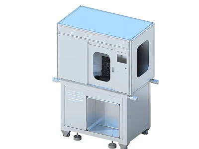 Industrial Equipment With Transparent Window White Enclosure Lower Cabinet And Wheels 3d model