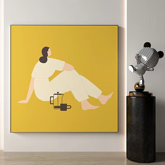 modern figure painting cream decorative painting 3d model