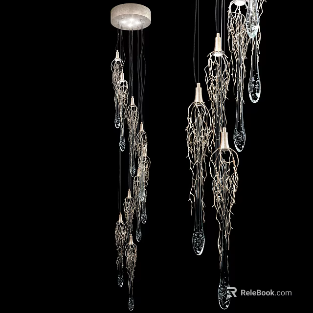 Unique Shaped Pendant Lights With Intricate Wire Design And Crystal Drops For Modern Home Decor 3d model 