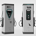 Modern Public Electric Vehicle Charging Stations With Digital Display And Charging Ports