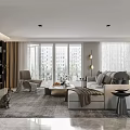 Light Luxury Modern Living Room With Comfortable Sofa And Bright Floor To Ceiling Windows