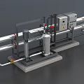 Industrial Equipment With Stainless Steel Pipes Control Panel And Metal Frame
