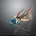 Colorful 3D Model Fish With Blue Pink Orange Patterns Long Snout And Large Tail