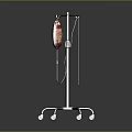 Vintage Medical Infusion Stand With Metal Frame Red Bag And Wheels