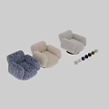 Cozy Fluffy Light Gray Single Sofa With Swivel Base And Armrests