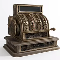 Vintage Commercial Cash Register Equipment With Ornate Metal Carvings And Classic