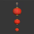 Hanging Red Decorative Lanterns Furniture With Golden Trim And Three Layers