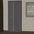 Modern Gray Security Door With Vertical Stripes In Home Interior Setting 3d model