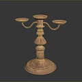 Copper Three Arm Candle Holder With Decorative Base And Classic Design