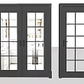 Modern Black Double Doors With Glass Panels And Metal Handles for Home Interior Design