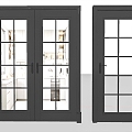 Modern double door kitchen glass door double open glass door single open glass door paint glass door 3d model