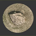 Natural Stone Piece On Wooden Circular Platform With Grass And Small Stones