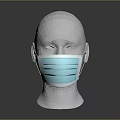 White Mannequin Head Wearing Light Blue Surgical Mask On Dark Background