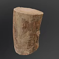 Natural Wooden Stump With Cross Section Tree Rings And Bark Texture