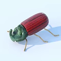 Red and Green Beetle Shaped Decorative Ornament Set with Golden Legs for Home Decor