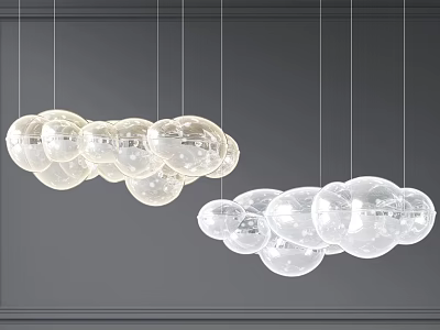 Modern Cloud Shaped Chandelier With Transparent Glass Balls For Interior Decor 3d model