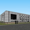 Modern Office Building Exterior With Glass Curtain Walls Wooden Accents Pedestrians And Greenery