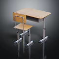 Modern Wooden Student Desk And Chair With Adjustable Metal Frame For Study Room