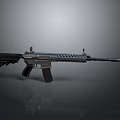 Modern Tactical Rifle With Black And Silver Finish Long Barrel And Rail System