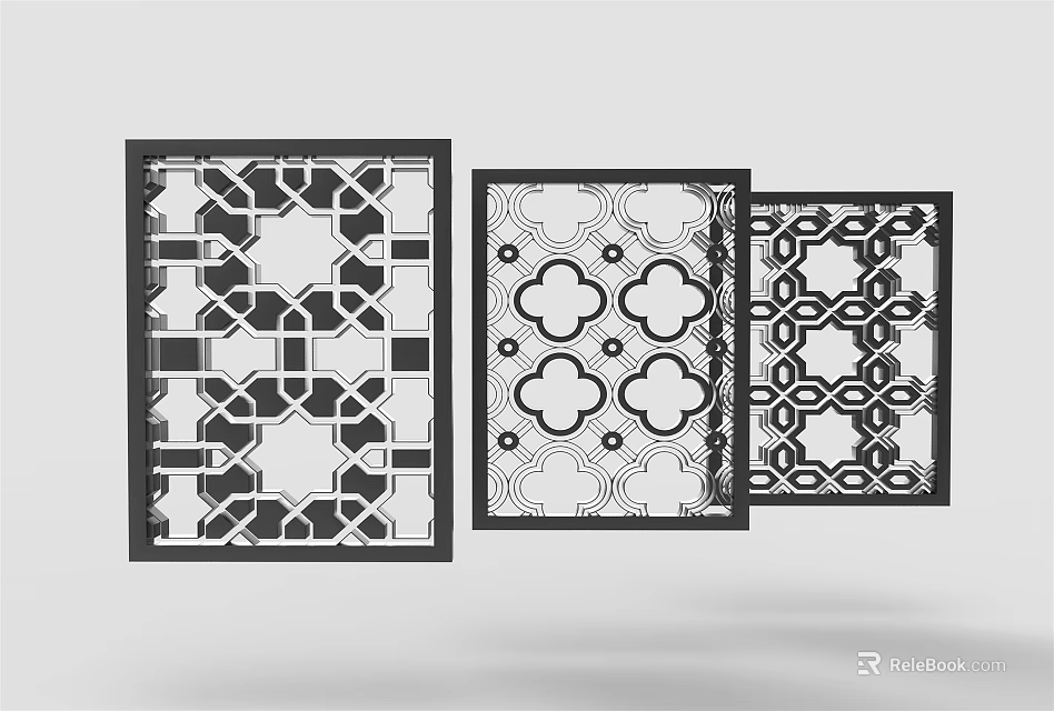 Elegant Decorative Ornament Set With Three Different Geometric Patterns For Home Decor 3d model