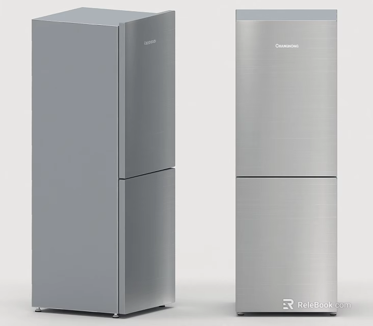 Modern Silver Changhong Double Door Refrigerators As Home Kitchen Appliances 3d model 