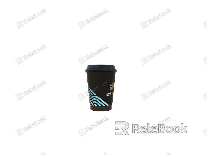 Modern Coffee Cup Paper Cup No Corrugated Bright Black model