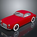 Red Classic Vintage Sports Car With Streamlined Body White Wheels And Chrome Grille