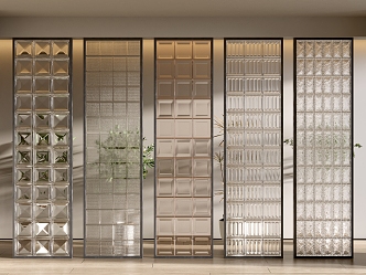 Art glass partition glass brick porch glass partition 3d model