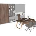 Wooden Office Desk And Chair Set With Modern Cabinet And Office Supplies