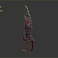 Ornate Fantasy Weapon With Sharp Purple Pink Blade And Intricate Decorative Hilt