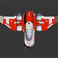 Red and White Sci Fi Aircraft Model With Blue Cockpit And Wing Structure 3d model