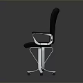 Modern Black Office Chair With Silver Metal Frame Armrests And Wheels